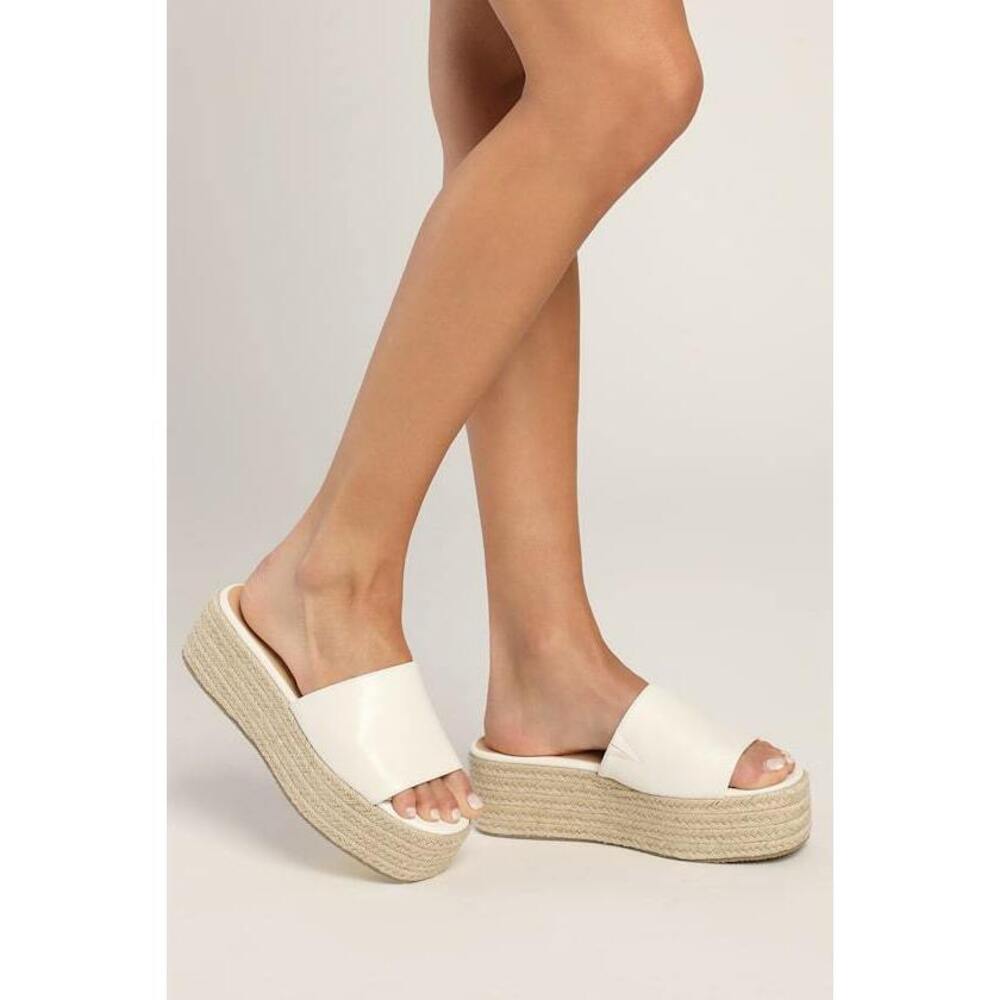 Lulus O'ahu 2 White Espadrille Platforms - Size 10